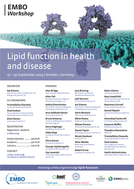 Lipid Function in Health and Disease 27 – 30 September 2019 | Dresden, Germany