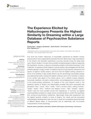 The Experience Elicited by Hallucinogens Presents the Highest Similarity to Dreaming Within a Large Database of Psychoactive Substance Reports