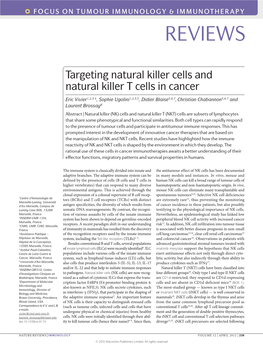 Targeting Natural Killer Cells and Natural Killer T Cells in Cancer