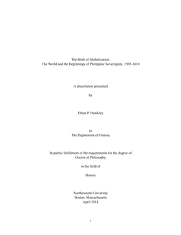 The World and the Beginnings of Philippine Sovereignty, 1565-1610