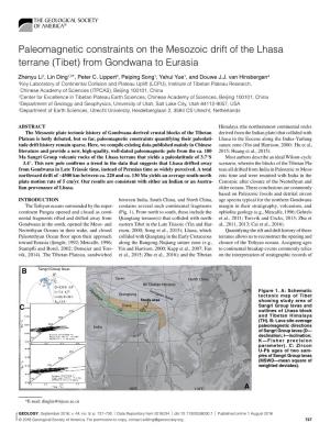 Paleomagnetic Constraints on the Mesozoic Drift of the Lhasa Terrane (Tibet) from Gondwana to Eurasia