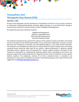 Tetracyclines, Oral Therapeutic Class Review (TCR)