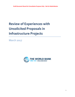 Review of Experiences with Unsolicited Proposals in Infrastructure Projects