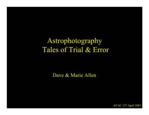 Astrophotography Tales of Trial & Error