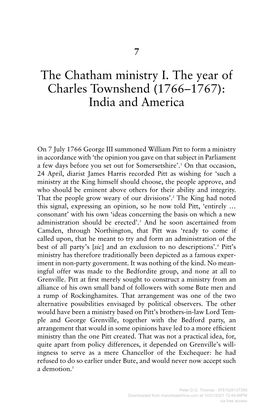 The Chatham Ministry I. the Year of Charles Townshend (1766–1767): India and America