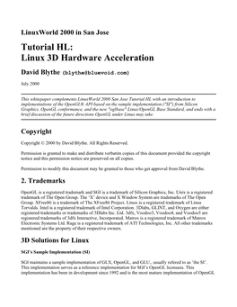 Linux 3D Hardware Acceleration