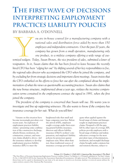 The First Wave of Decisions Interpreting Employment Practices Liability Policies by Barbara A