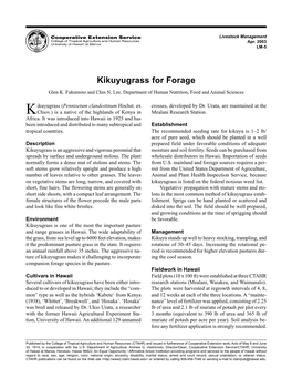 Kikuyugrass for Forage