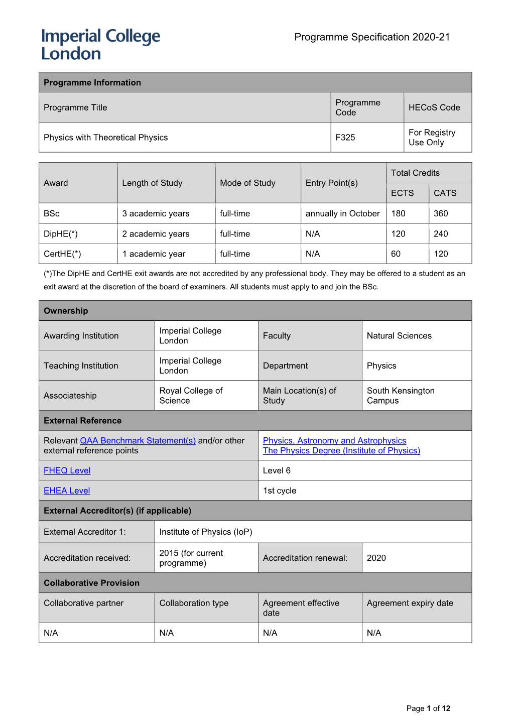 Programme Specification 2020-21