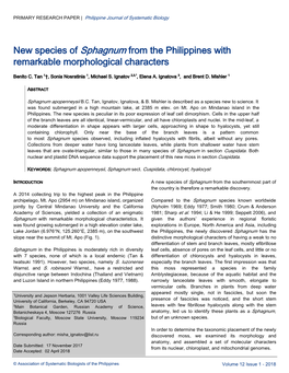 New Species of Sphagnum from the Philippines with Remarkable Morphological Characters
