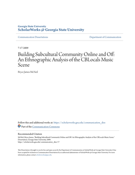An Ethnographic Analysis of the Cblocals Music Scene Bryce James Mcneil
