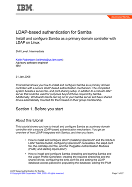 LDAP-Based Authentication for Samba Install and Configure Samba As a Primary Domain Controller with LDAP on Linux