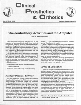 Extra-Ambulatory Activities and the Amputee Drew A