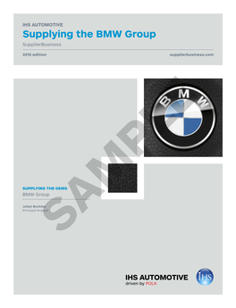 Supplying the BMW Group Supplierbusiness