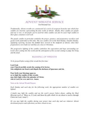 Advent Wreath Service for Personal Use