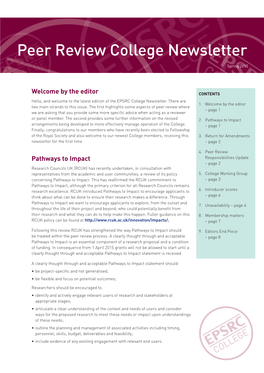 Peer Review College Newsletter