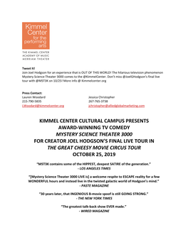 Kimmel Center Cultural Campus Presents Award