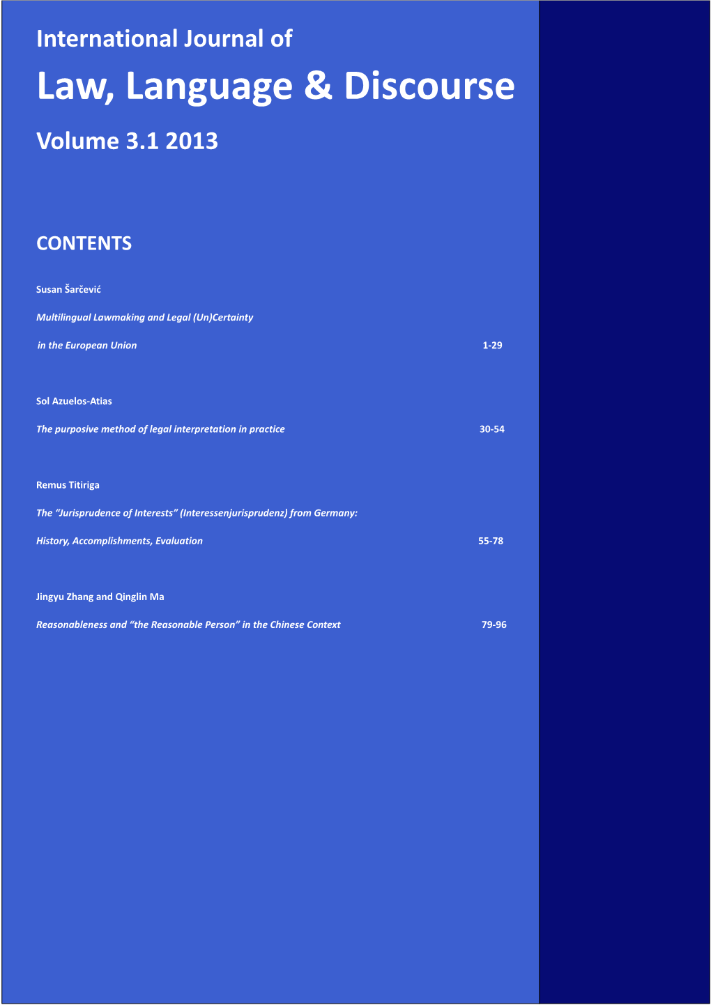 The International Journal of Law, Language & Discourse