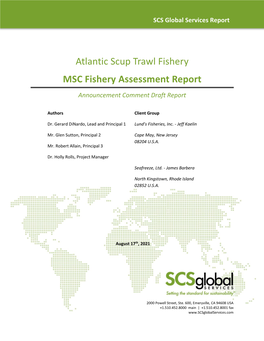 Atlantic Scup Trawl Fishery MSC Fishery Assessment Report