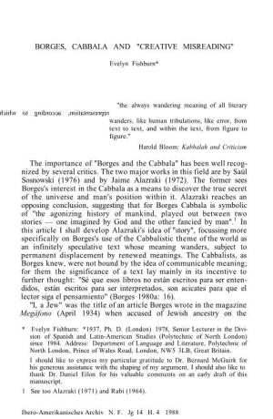 Borges, Cabbala and "Creative Misreading"