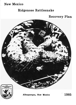 New Mexico Ridgenose Rattlesnake Recovery Plan 1985