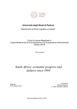 South Africa: Economic Progress and Failures Since 1994