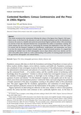 Census Controversies and the Press in 1960S Nigeria