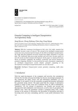 Granular Computing in Intelligent Transportation: an Exploratory Study