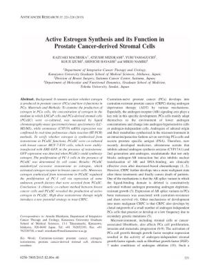 Active Estrogen Synthesis and Its Function in Prostate Cancer-Derived Stromal Cells