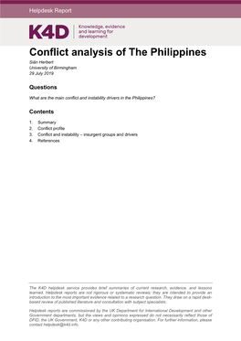 Conflict Analysis of the Philippines Siân Herbert University of Birmingham 29 July 2019