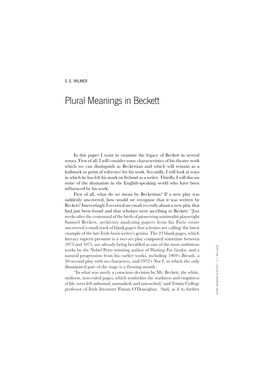 Plural Meanings in Beckett