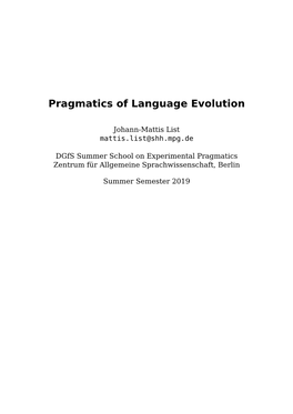 Pragmatics of Language Evolution