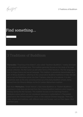 3 Traditions of Buddhism