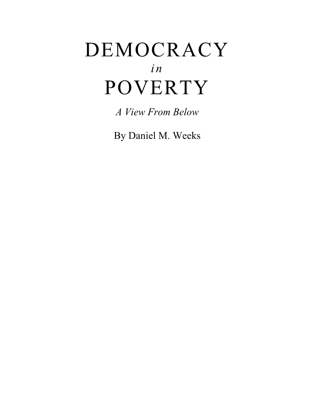 Democracy Poverty