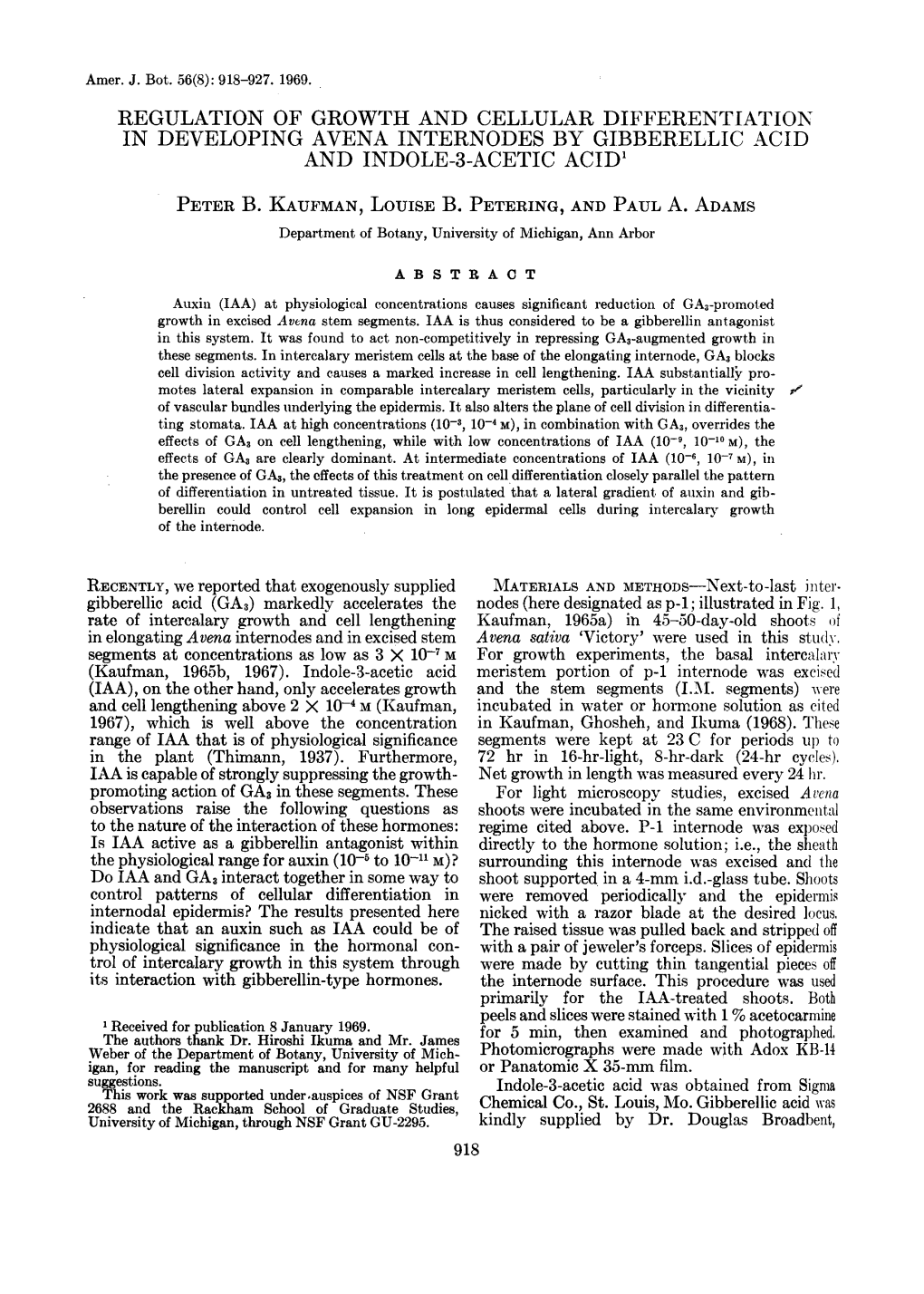 Regulation of Growth and Cellular Differentiation In