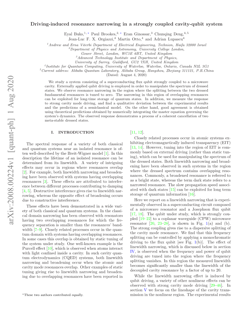 Driving-Induced Resonance Narrowing in a Strongly Coupled Cavity-Qubit