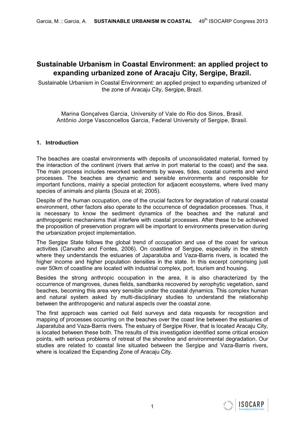 Sustainable Urbanism in Coastal Environment: an Applied Project to Expanding Urbanized Zone of Aracaju City, Sergipe, Brazil
