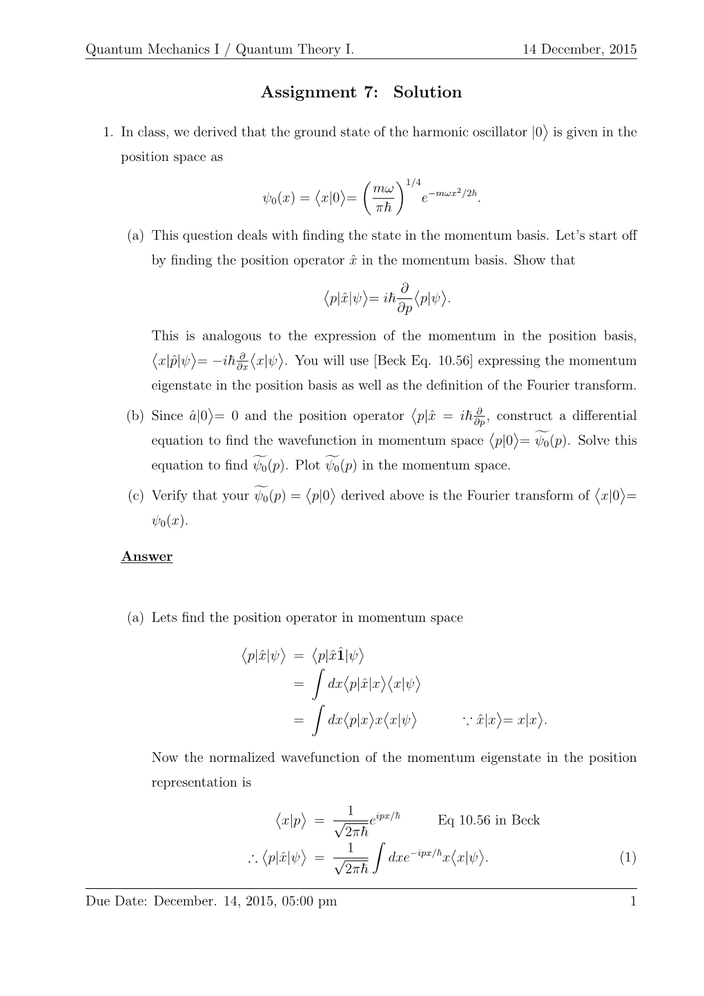 Assignment 7: Solution