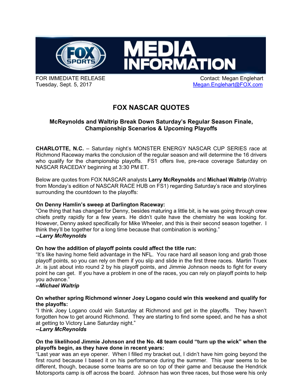 Fox Nascar Quotes