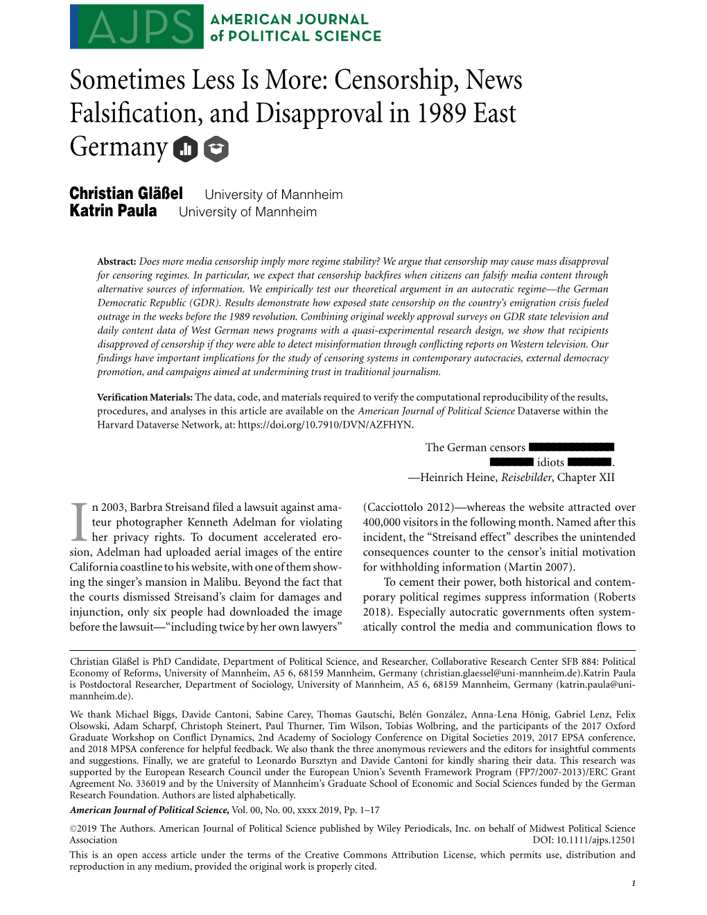 Censorship, News Falsification, and Disapproval in 1989 East Germany