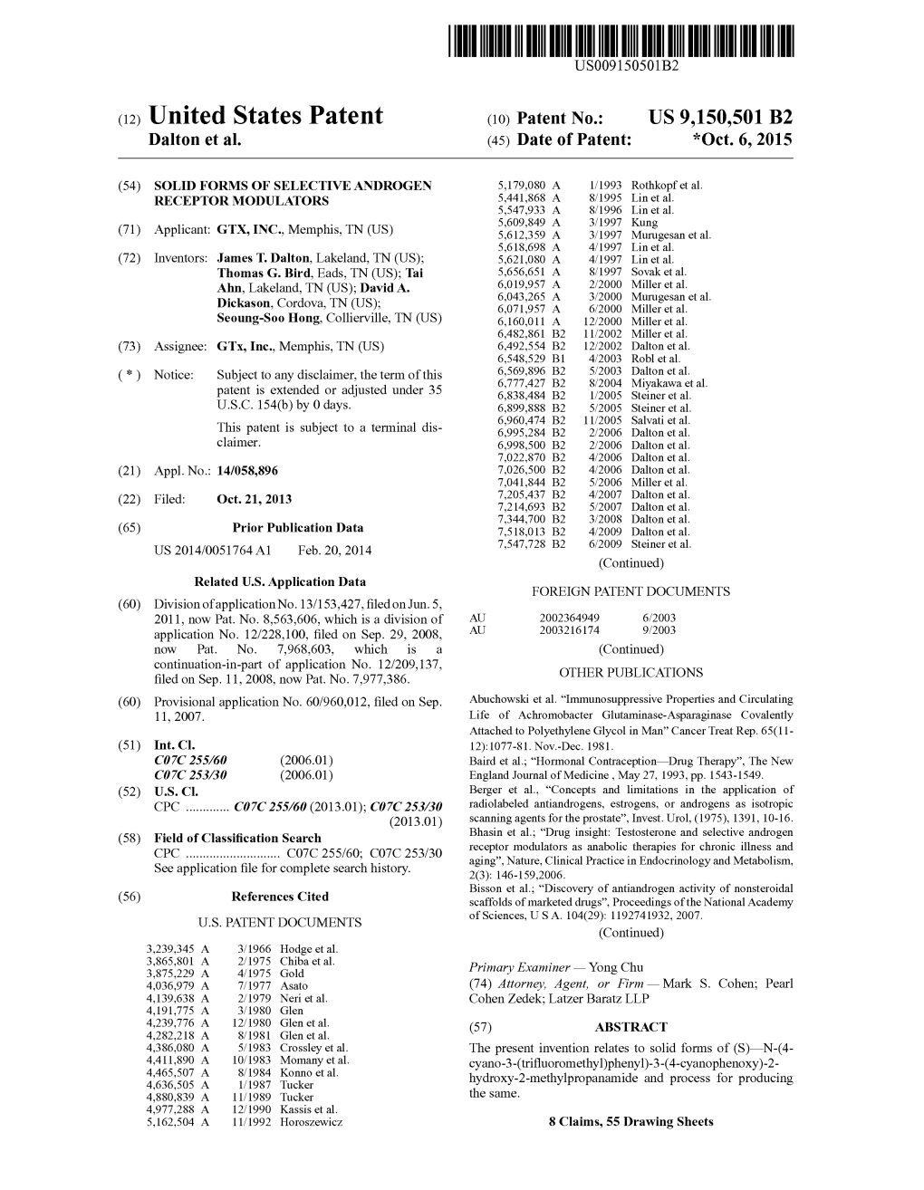 (12) United States Patent (10) Patent No.: US 9,150,501 B2 Dalton Et Al