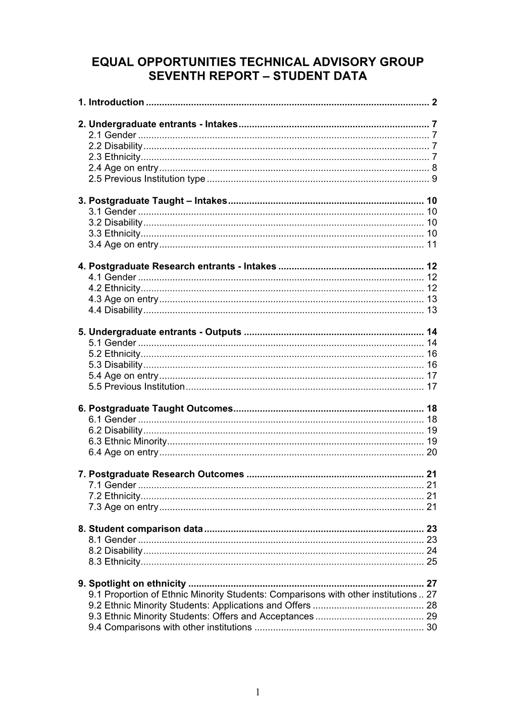 Student Comparison Data