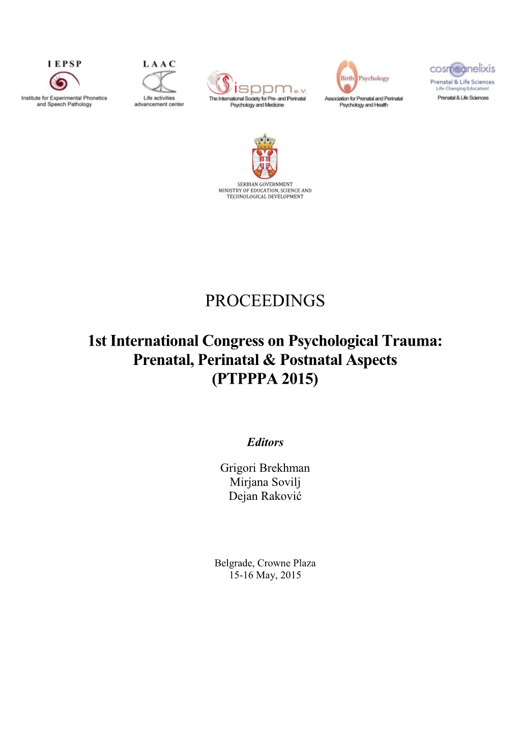 Psychological Trauma (PTPPPA 2015): Prenatal, Perinatal