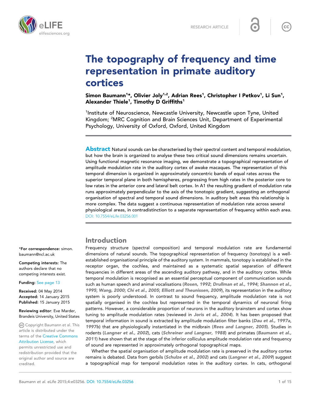 The Topography of Frequency and Time Representation in Primate Auditory