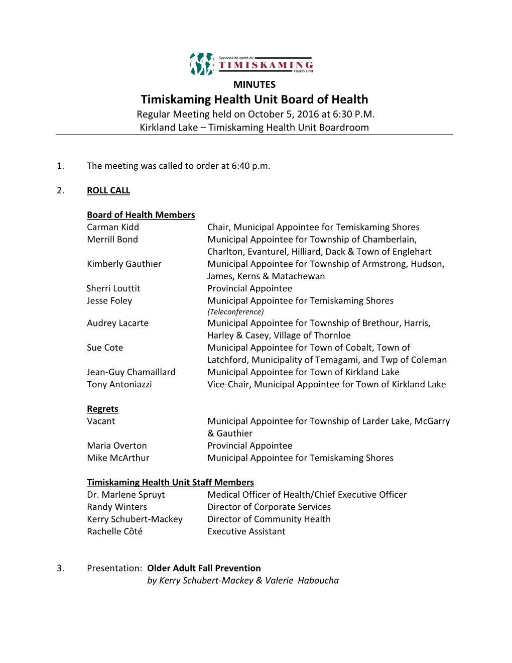 Board of Health Minutes