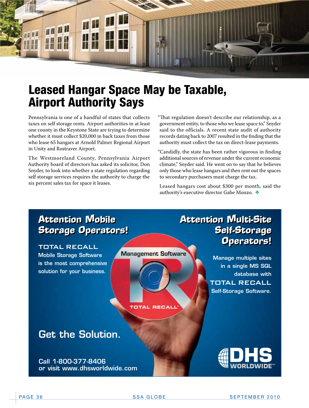 Leased Hangar Space May Be Taxable, Airport Authority Says