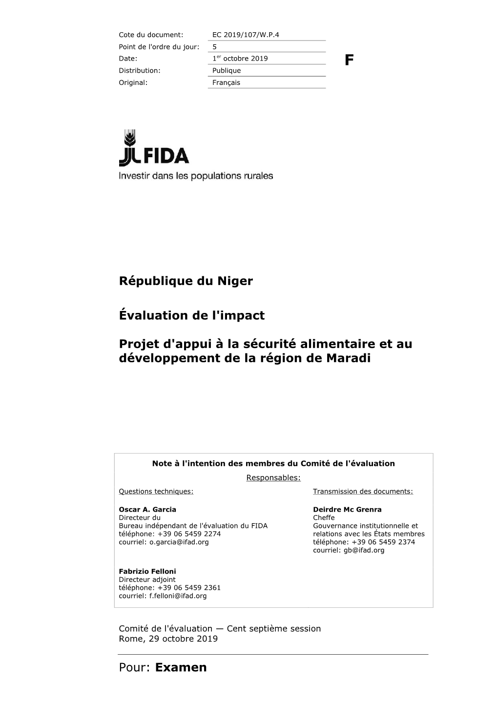 Examen République Du Niger Évaluation De L