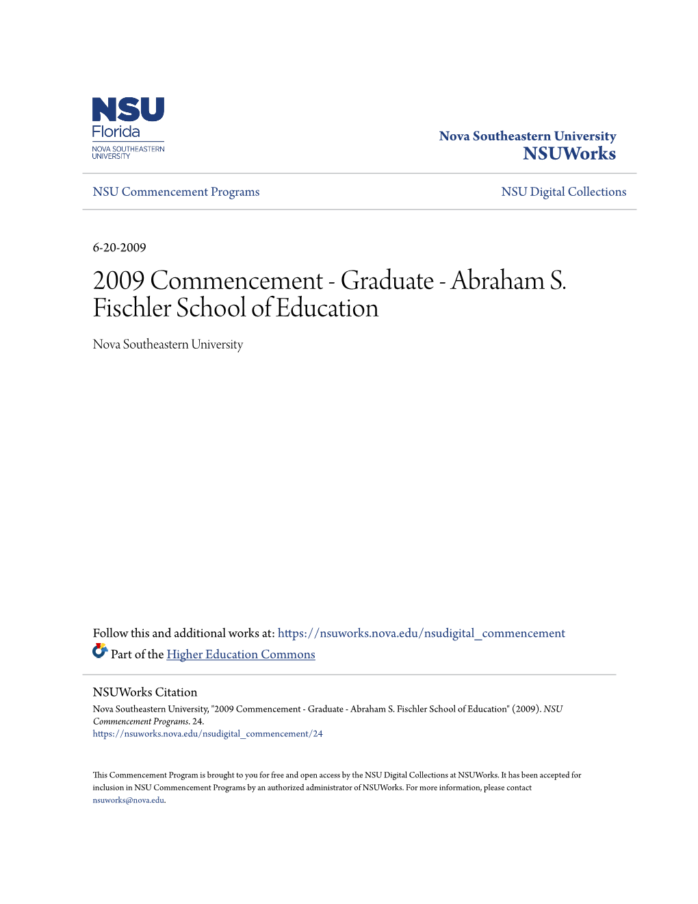 2009 Commencement - Graduate - Abraham S