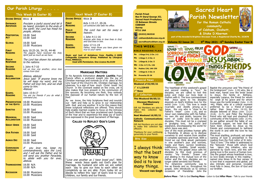 Sacred Heart Parish Newsletter