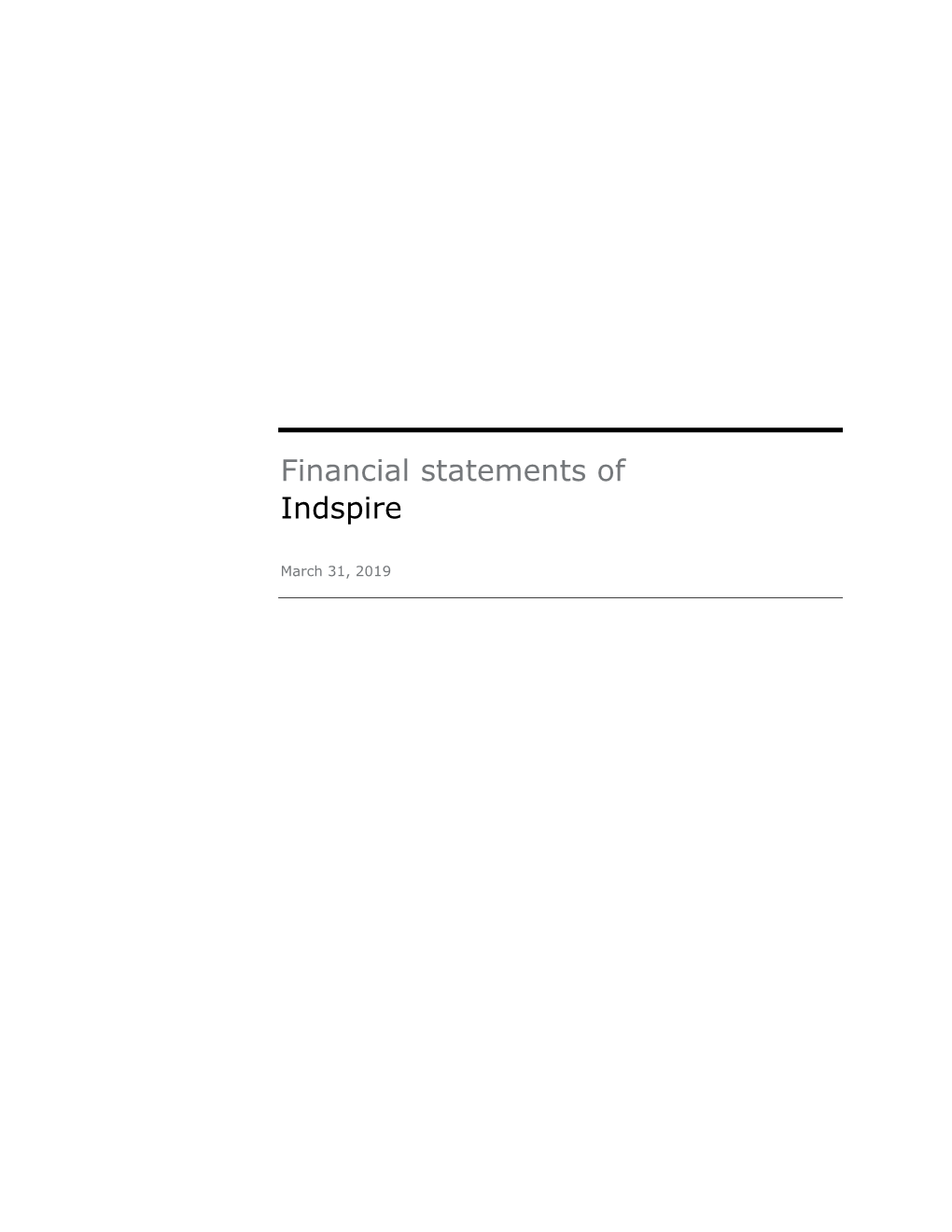 Financial Statements of Indspire